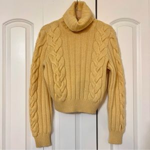 VINTAGE VERSACE 80s-90s 100% Cashmere Yellow Turtleneck Sweater